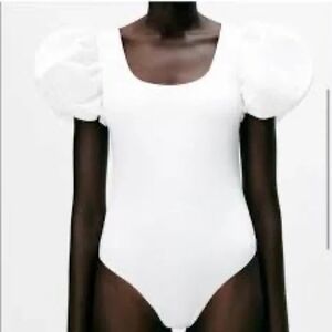 White Puff Sleeve Bodysuit